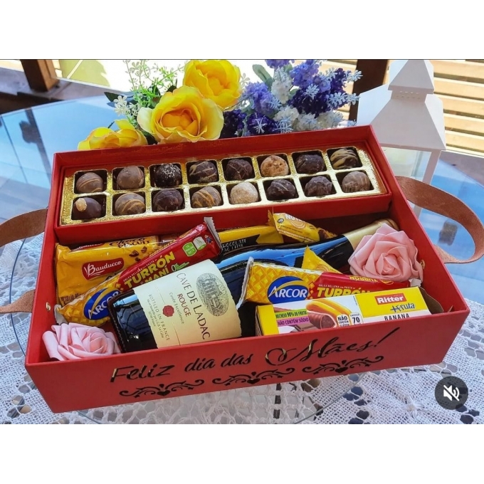 Caixa com alça de couro para presentes Ref. CR 007