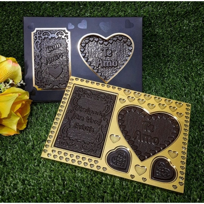 Ref. 384 Cx Envelope berço barra + coração + 02 mini corações