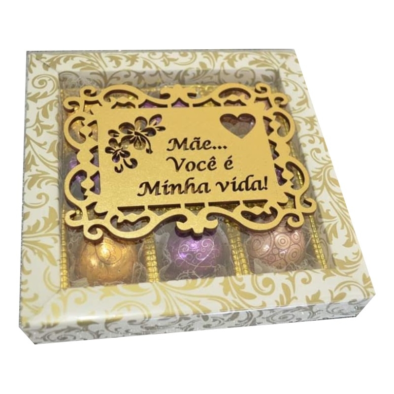 Cx 09 BB com aplique em madeira